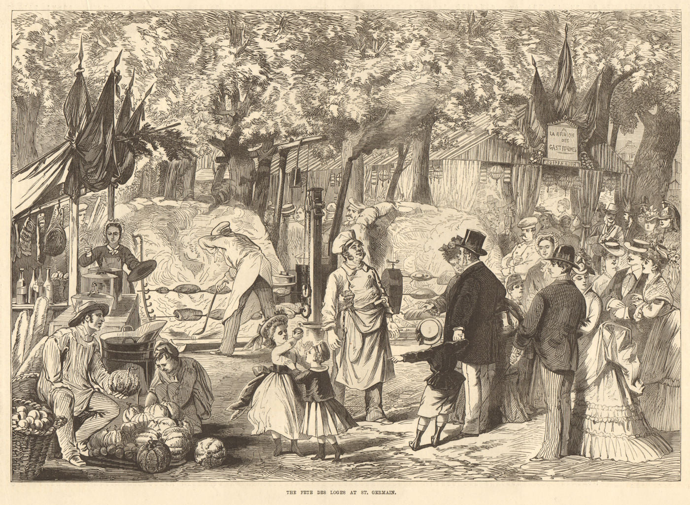 The Fete des Loges at St. Germain. Paris. Society 1874 old antique print